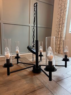 Progress Lighting Kellwyn 5-Light Chandelier – Matte Black & Clear Glass