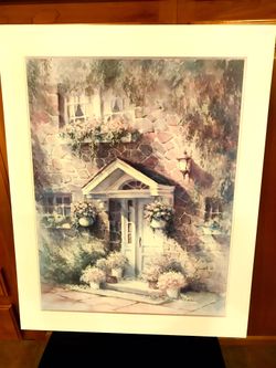 A Flowered Brick-Home Mounted Art (By: Reprint Mint)