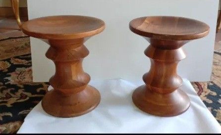 Eames Era Style A Wooden Stools Pair Or Separate $1200 Each