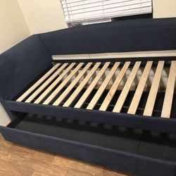 Trundle Bed Chadwick Twin Navy Blue Like New
