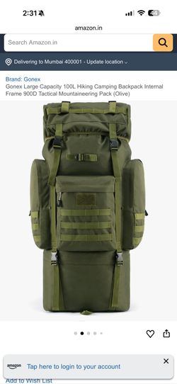 Gonex Large Capacity 100L Hiking Camping Backpack Internal Frame 900D Tactical Mountaineering Pack