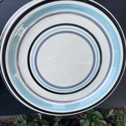10 Pc Vtg Gibson Home 'All U NEED' Cannon Blue 6 Dinner Plates 10.5" + 4 Bowls