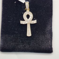 Ankh Pendant With Diamonds 14 Karat 