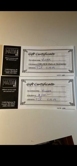Mazda certificates