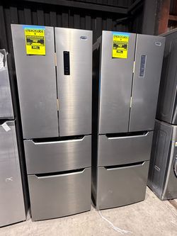 Brand new Impecca RF41131STG 24 inch French Door Refrigerator with 11.3 cu. ft. Capacity, Electronic Temperature Control, Automatic Defrost and Adjust