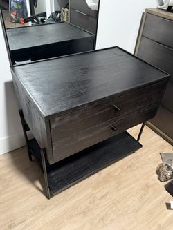 Crate And Barrel Black Nightstand 