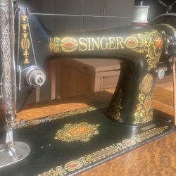 Singer 66 treadle Sewing Machine And Cabinet