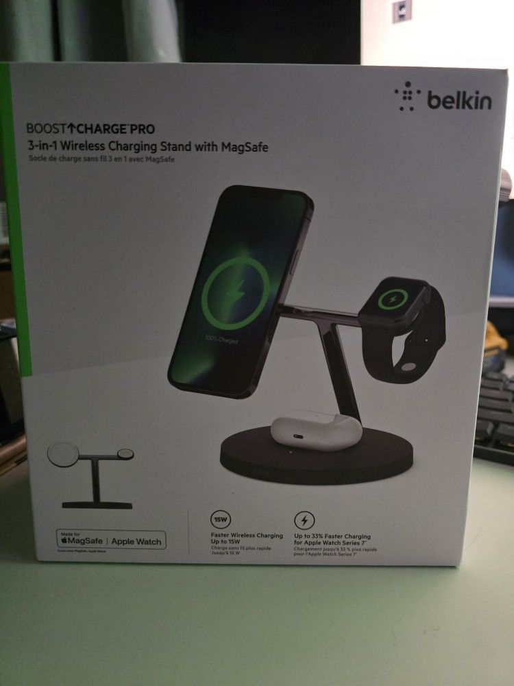 New Belkin BoostCharge Pro 15W 3-in-1 Wireless Charger with MagSafe