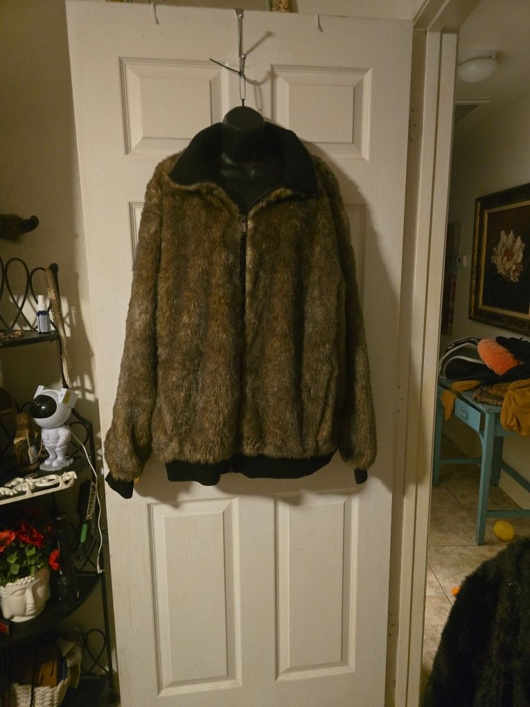 River Island Faux Rabbit Fur Coat