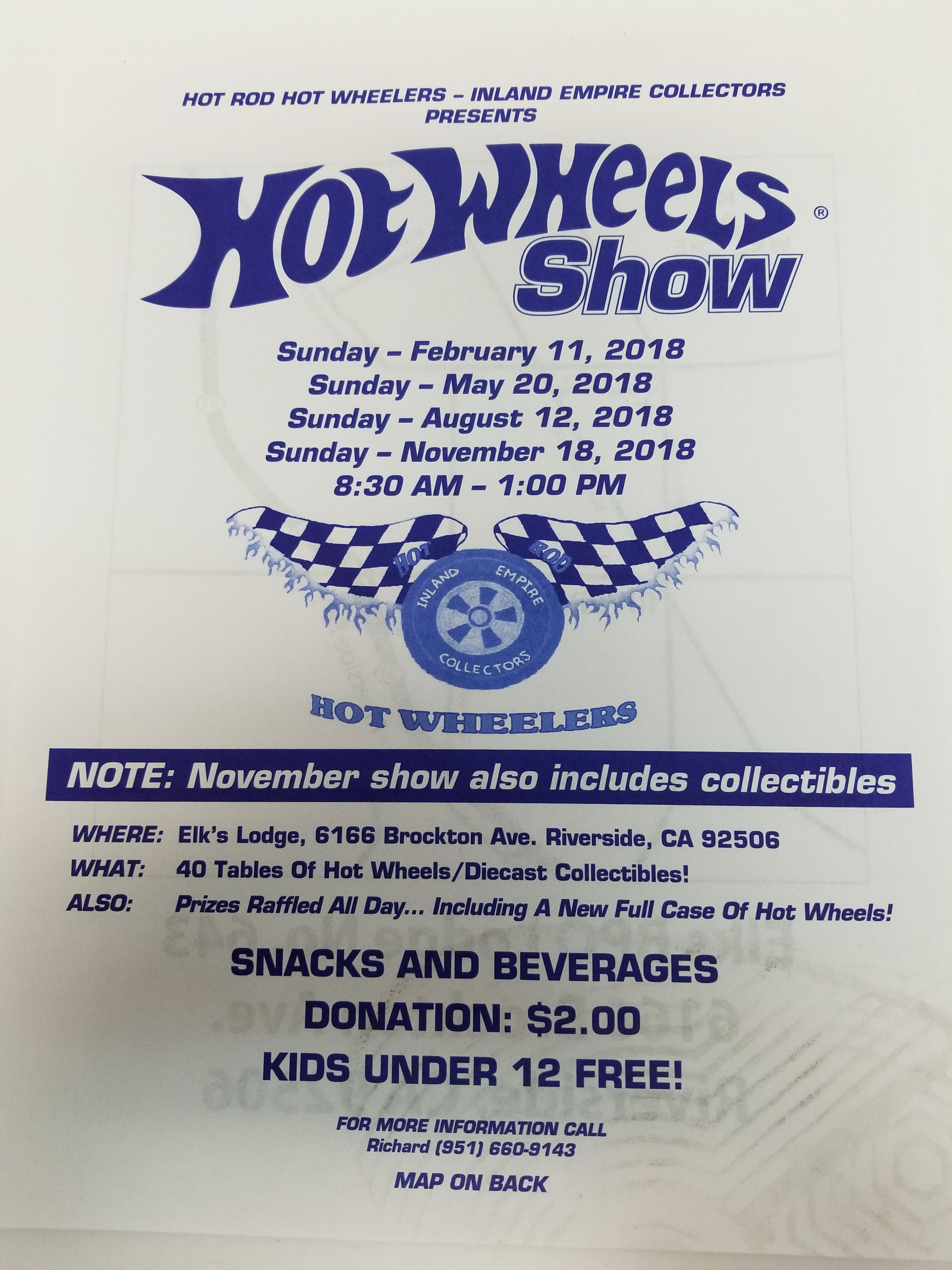 Come out Sunday February 11th 2018 for the inland Empire hot wheels collector's show.