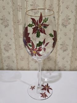 Christmas Wine glasses  Hand Painted 