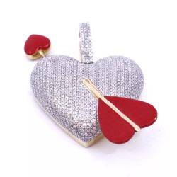 10KT 1.45CTW DIAMOND CUPID'S ARROW HEART PENDANT