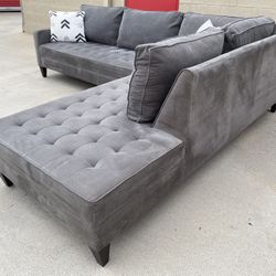 Living Spaces 2Pc Gray Sectional Couch Chaise Lounge