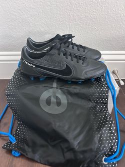 Nike Tiempo Legend 9 Elite FG Black/Blue Soccer Cleat CZ8482-001 Men's Size 10US