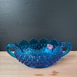 Vintage Fenton Blue Hobnail Dish