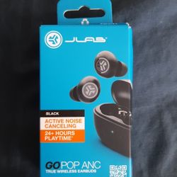JLab Go Pop Active Noise Cancelling Bluetooth Earbuds , 24+ Hr Playtime