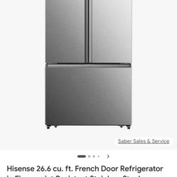 400 Brand New Hisense Double Door Stainless Fridge
