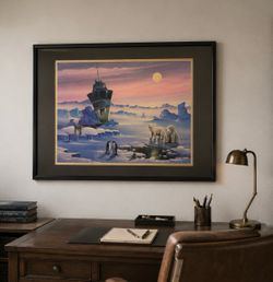 Original Lionel E. Dougy Acrylic on Paper – Signed, Framed, 10.5×14 in