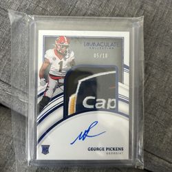 2022 Panini Flawless George Pickens Rookie Card RC On Card Auto Bowl Logo Patch /10