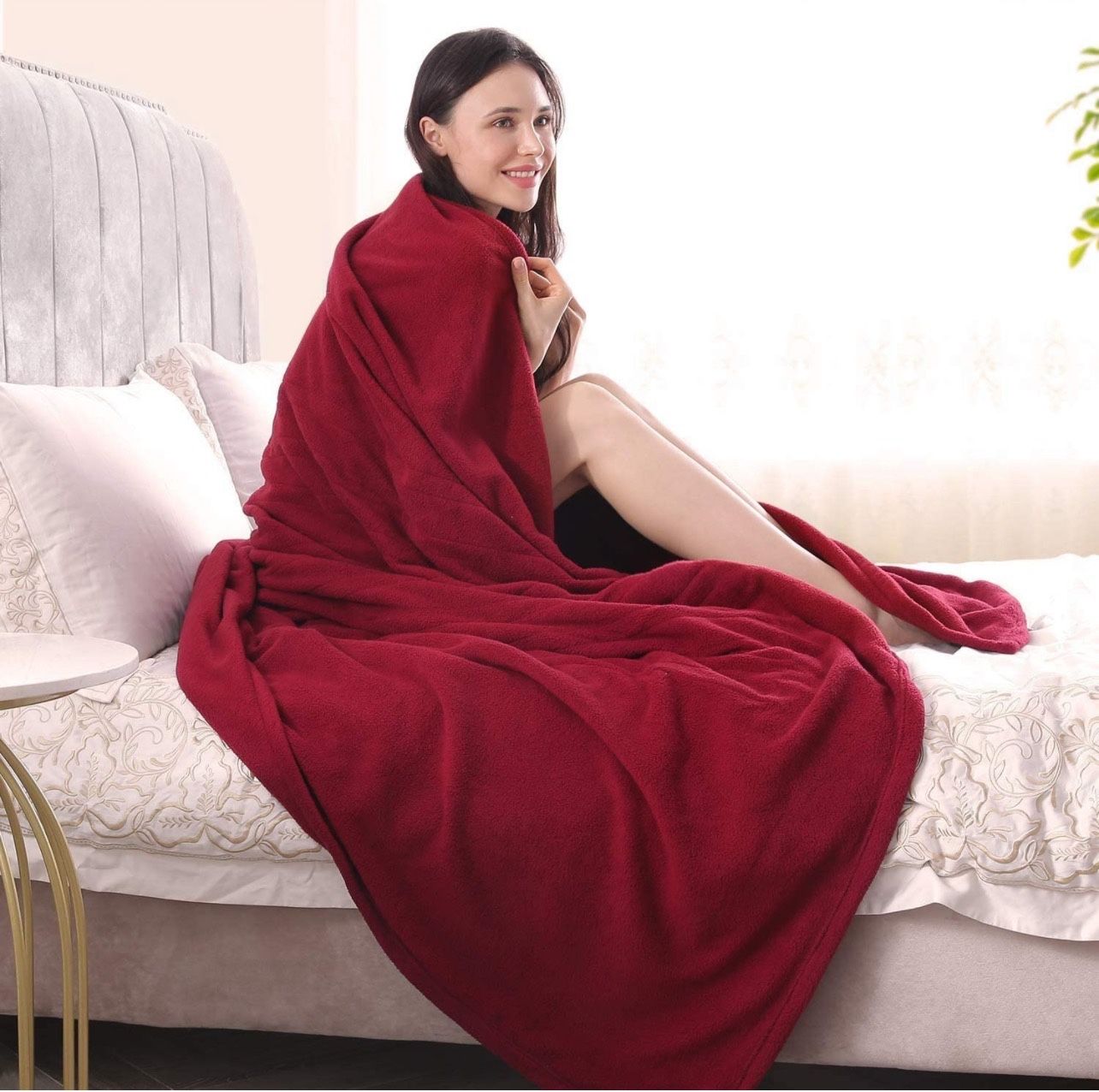 Electric Heated Blanket Polar Fleece Full Size 77 Inches x 84 Inches Extra-Warm Lightweight Cozy Luxury Bed Blanket Machine Washable with 4 Heating Le