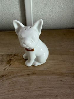 French Bulldog Porcelain Salt Shaker  White