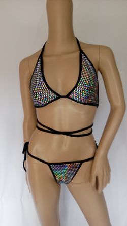 Sequins bikini set rave festival outfit dancer