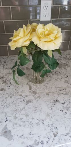 Faux floral - yellow rose arrangement in vase