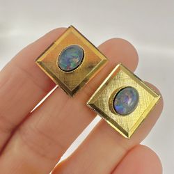 Gold Tone Opal Vintage Cufflinks 