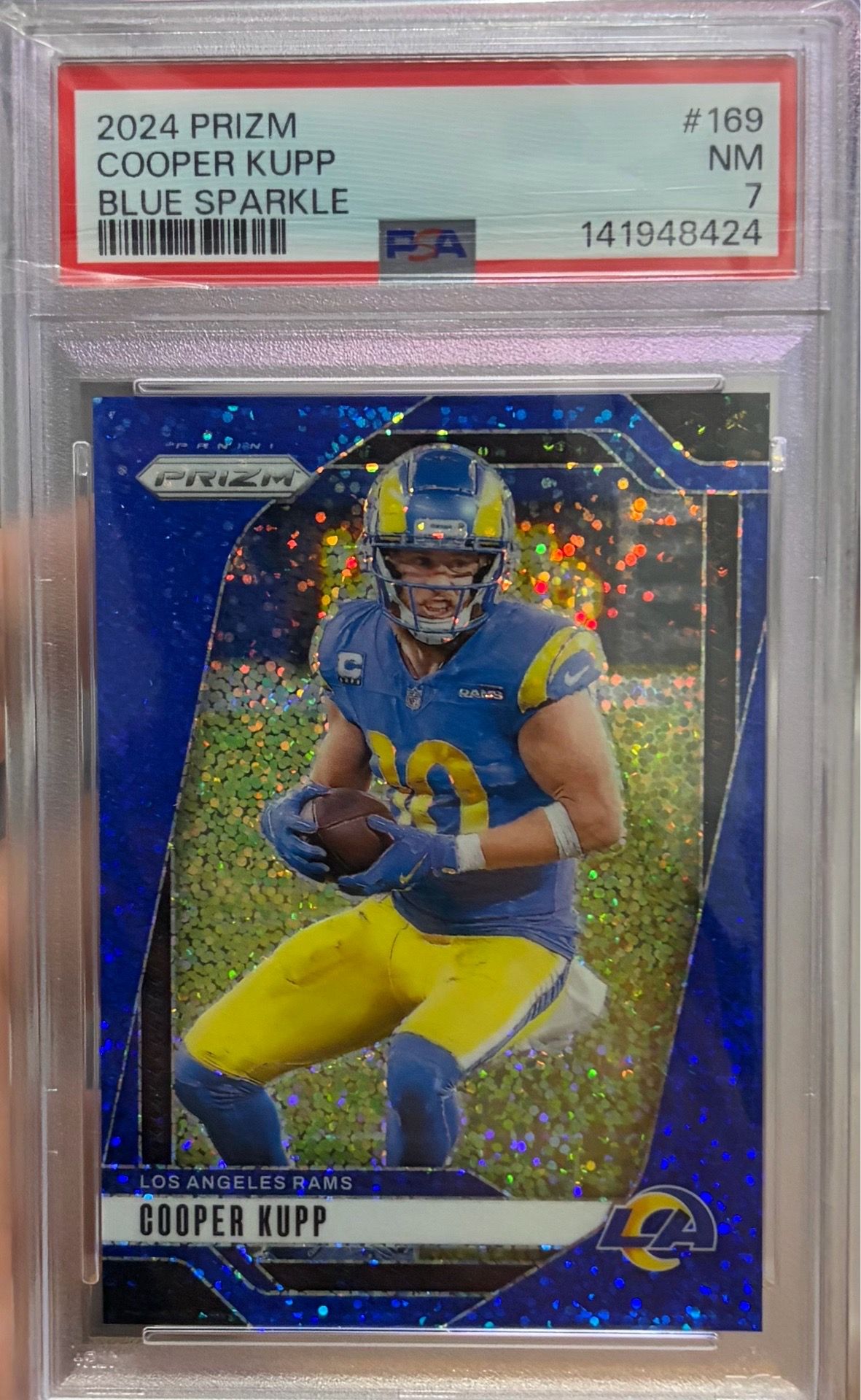PSA 7 Cooper Kupp Blue Sparkle from 2024 Prizm