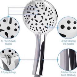High Pressure Handheld Shower Head – 9 Spray Modes Hand Held Shower Head with 60 Inch Hose