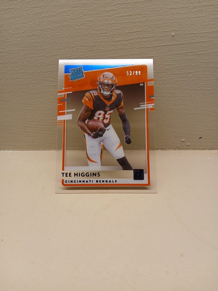 2020 Panini Clearly Blue Donruss Tee Higgins Rated Rookie Bengals /99