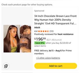 32 in human Hair wig