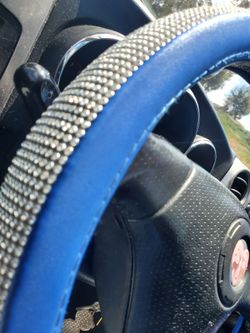 Steering wheel cover blue bling