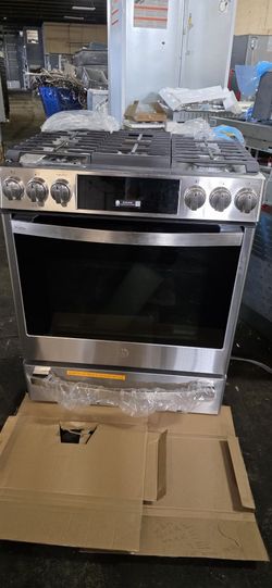 NEW GE PROFILE GAS RANGE SLIDE IN WITH AIRFRY  AND CONVECTION OVEN STAINLESS STEEL 