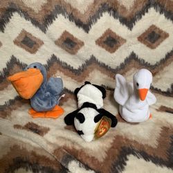 Set of 3 Ty Original Beanie Babies – Scoop, Gracie & China – Pre-Owned