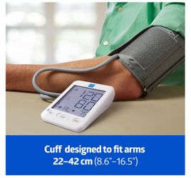 Medline Bluetooth Blood Pressure Monitor, Universal Upper Arm Cuff, Digital LCD Display, Health App Integration, Stores Up to 120 Readings