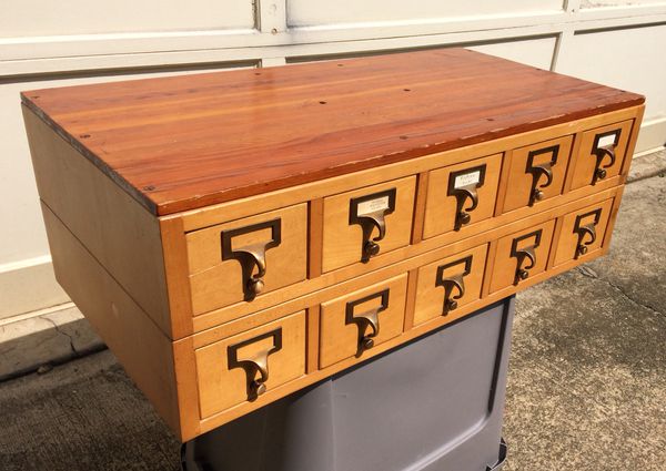 10 Drawer Antique Library Card Catalog Cabinet For Sale In Roswell