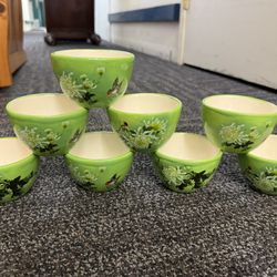 Antique Floral Hand Painted Rice Bowls