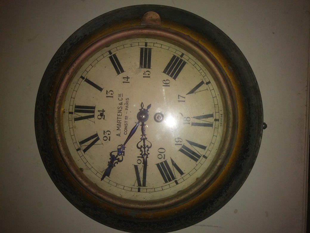 19th Century French Station Industrial Wall Tole Clock