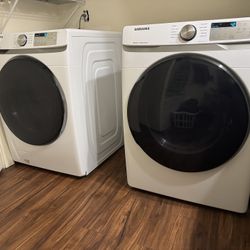 Samsung Front Load Washer & Electric Steam Dryer Set - White