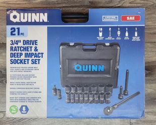 Quinn 21-Piece 3/4" Drive Ratchet & Deep Impact Socket Set