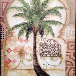 New Wall Clock Tuscan Palm By Julia Hawkins  / Hanging Wall Clock 10 x12” / OOAK