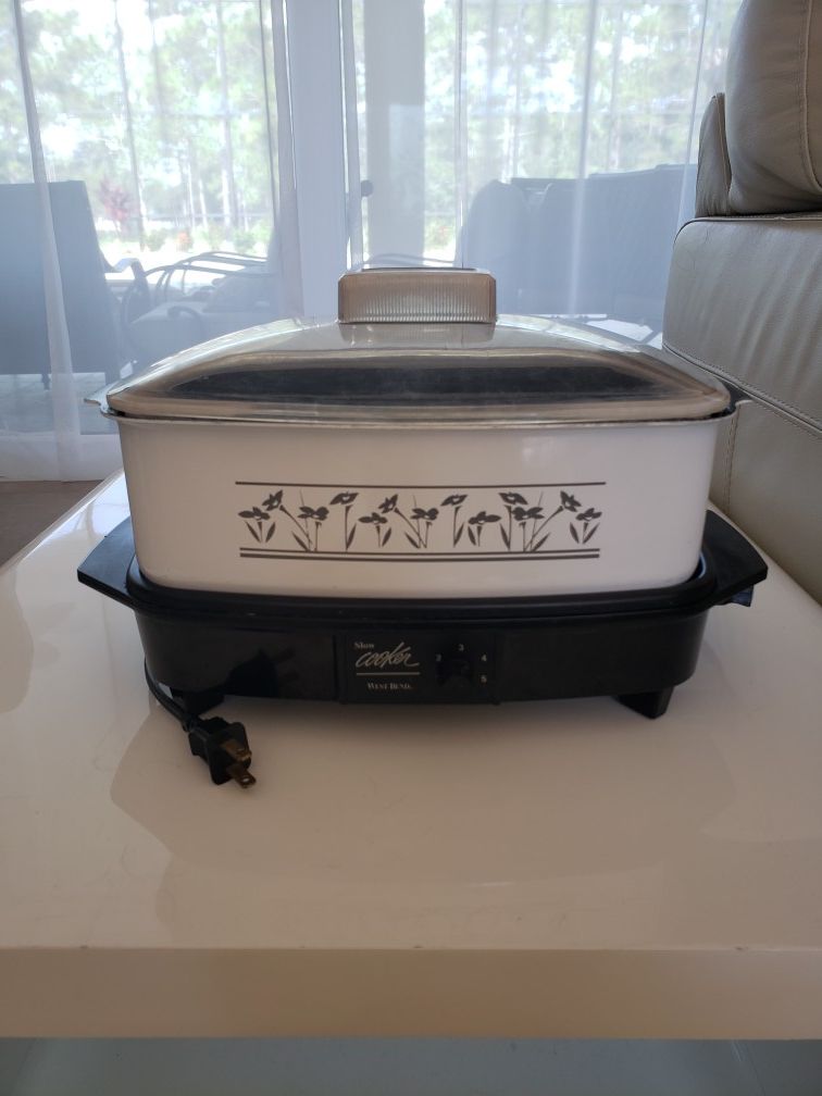 WEST BEND Crock Pot Slow Cooker 4 Quart VINTAGE 84604 Blue Flowers #WestBend