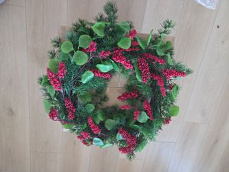 Christmas Wreath with Berries and Greenery