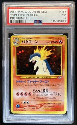 2000 Pokemon Neo Genesis Japanese Typhlosion Premium Rare Holo #157 PSA 7 NM
