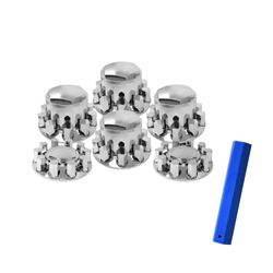 Chrome axle cover complete kit with 33mm hexagon lug nut covers 10 hole