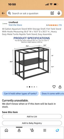 Livofloral 40 Gallon Metal Aquarium Stand
