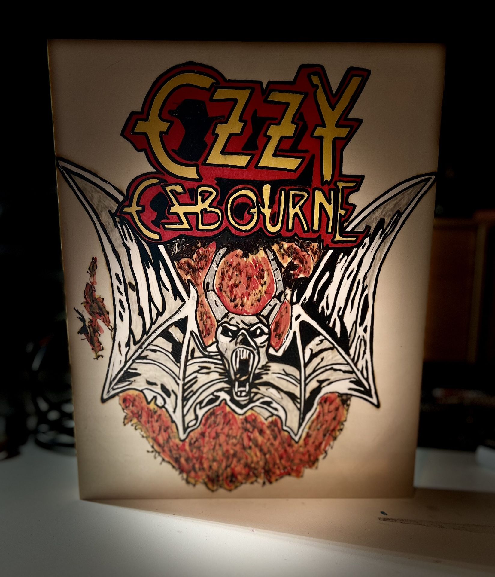 Woodburned Ozzy Osbourne Plaque