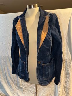 Vintage Baby Phat Y2K Dark Wash Denim & Faux Suede Accent Blazer Jacket - Size Large