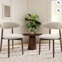 2 Assembled Upholstered Dining Chairs Modern Wooden Side Chairs w/Foot Pegs for Kitchen & Dining NEW